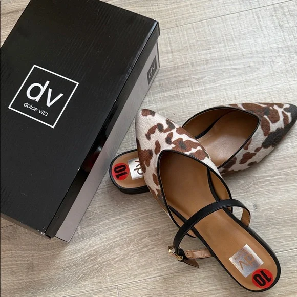 Dolce Vita Women's Animal Print Flats with Black Strap size 10 - Picture 1 of 3